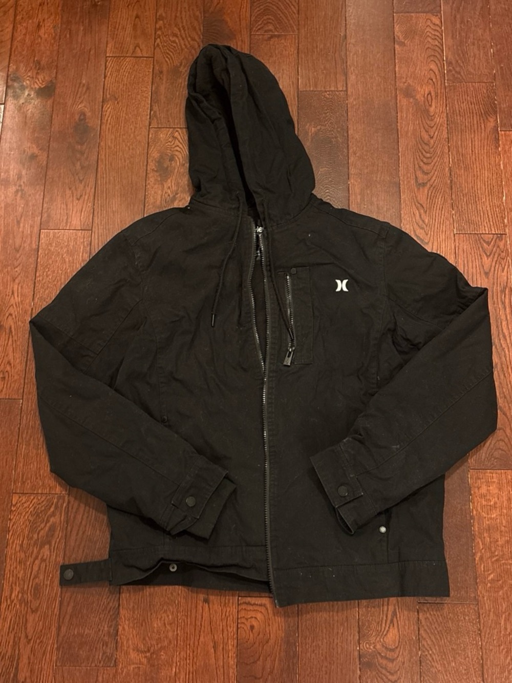 Hurley Black Lightweight Hooded Zip Jacket